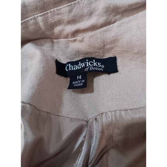 CHADWICKS Linen Blend Classic Blazer Jacket 14 Tan Khaki‎ Career Business Casual - Picture 7 of 11